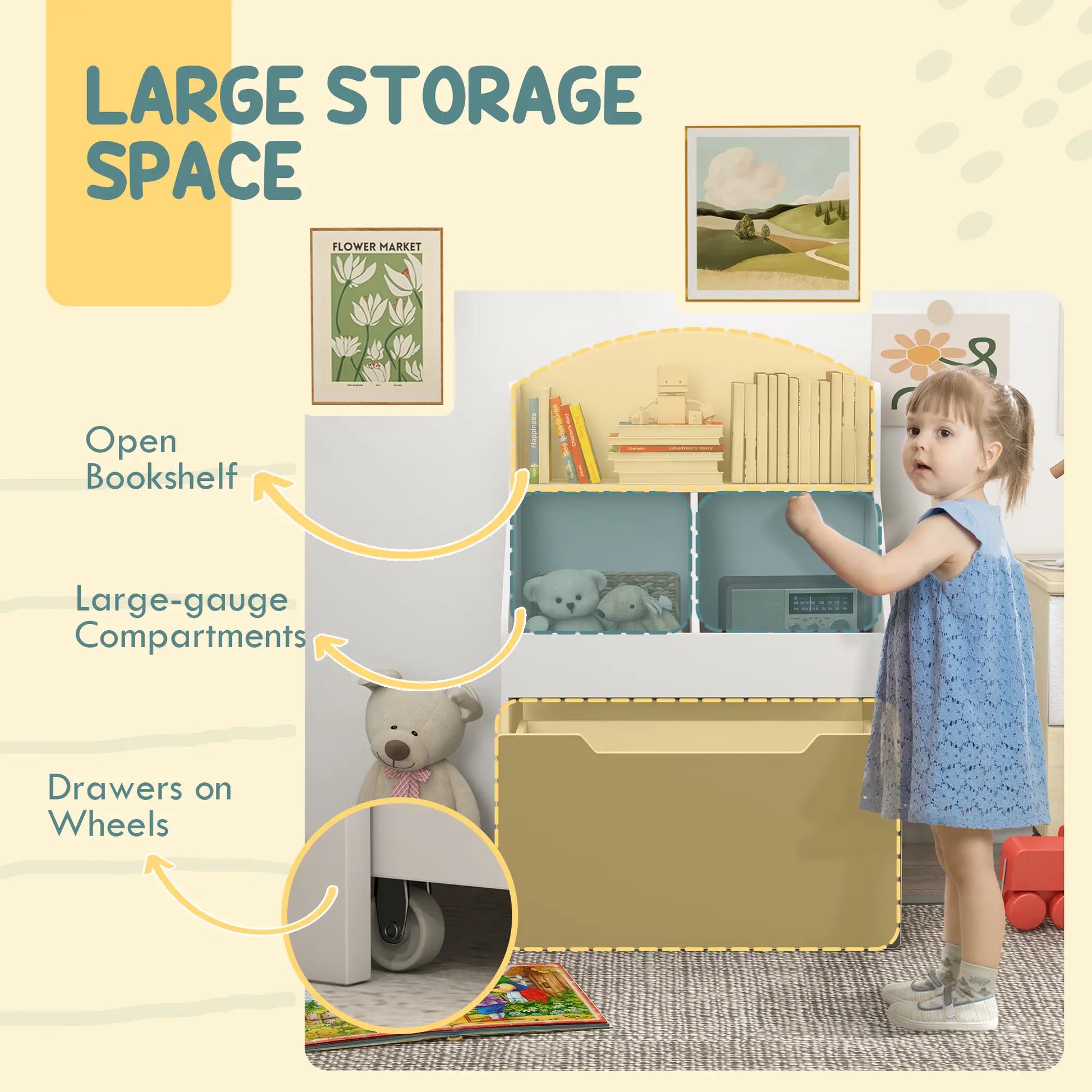 3 Tier Kids Bookcase with Drawer, 2 Storage Compartments, White Baby & Kids Storage at Gallery Canada