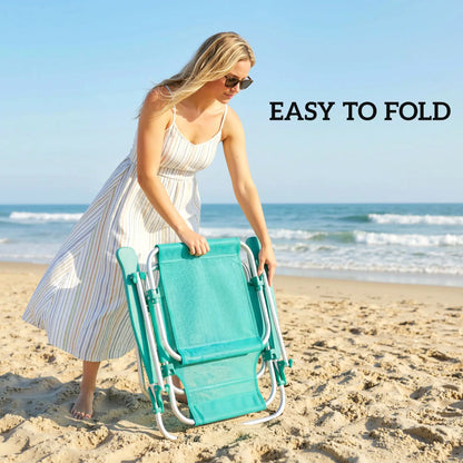 Folding Beach Chair, Adjustable Canopy, 6-Position Reclining, Turquoise Beach Accessories at Gallery Canada