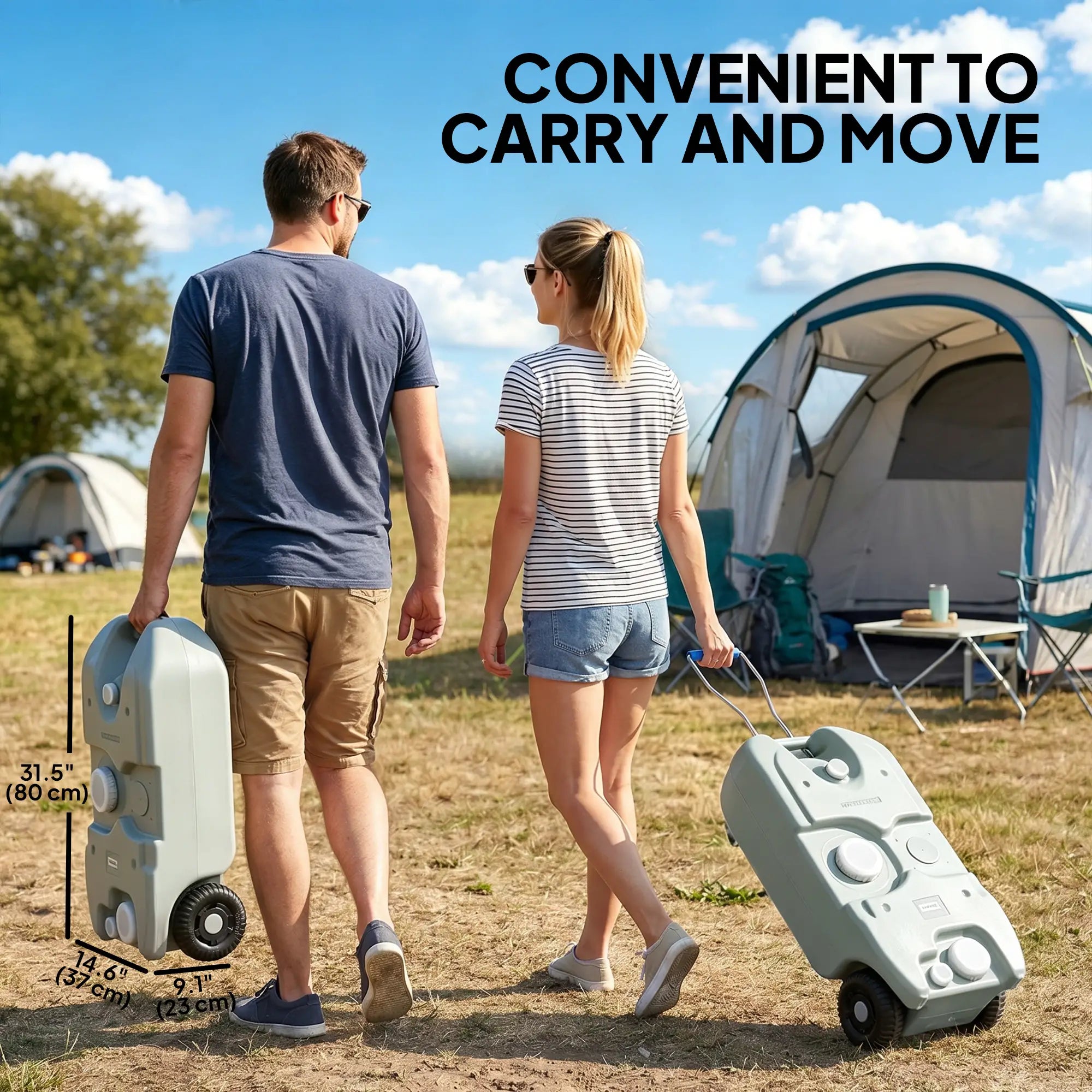 10.6 Gallon Portable RV Water Tank, with Filling Ports, Black or Grey Camping Sinks at Gallery Canada