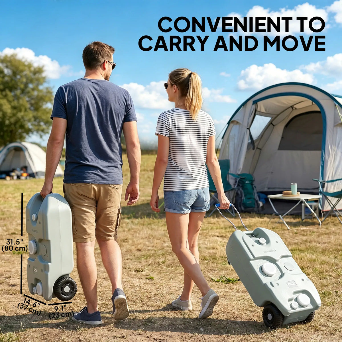 10.6 Gallon Portable RV Water Tank, with Filling Ports, Black or Grey Camping Sinks at Gallery Canada
