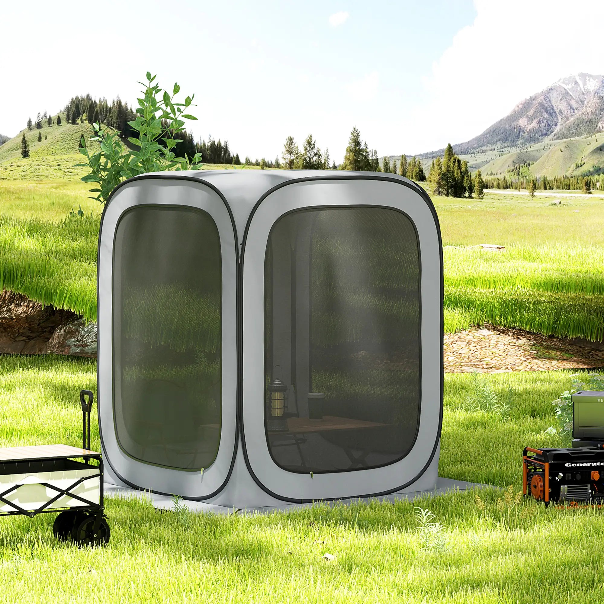 6x6ft Pop Up Screen Tent, UPF50+ Portable Camping Gazebo, Light Grey Camping Tents at Gallery Canada