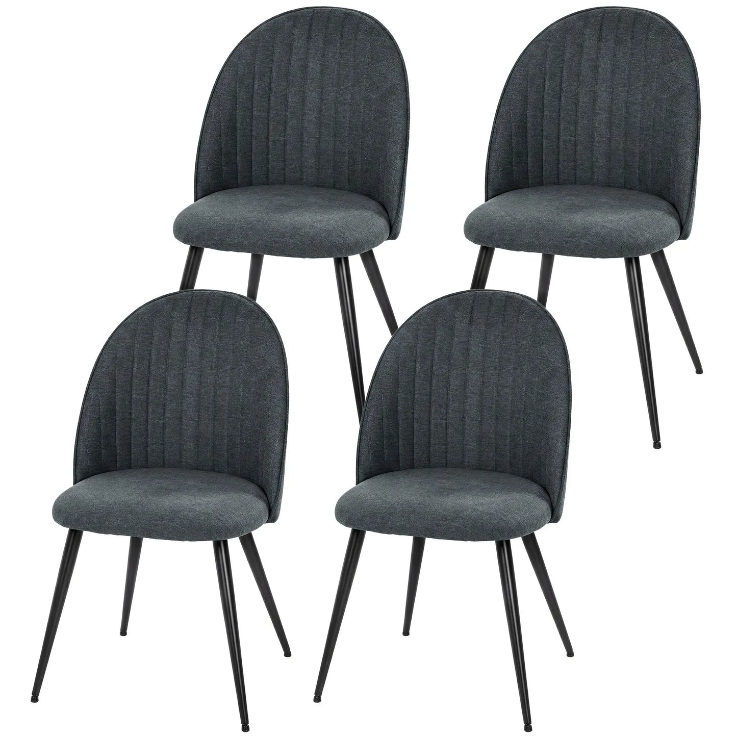 Modern Dining Chairs Set of 4, Velvet Upholstered, Steel Legs, Dark Grey Dining Chairs Dark Grey, Black at Gallery Canada