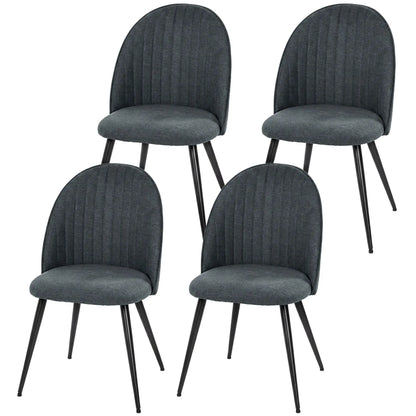Modern Dining Chairs Set of 4, Velvet Upholstered, Steel Legs, Dark Grey Dining Chairs Dark Grey, Black at Gallery Canada
