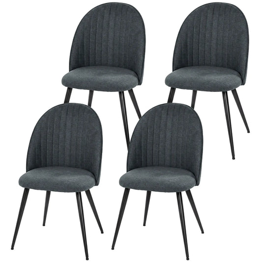 Modern Dining Chairs Set of 4, Velvet Upholstered, Steel Legs, Dark Grey Dining Chairs Dark Grey, Black at Gallery Canada