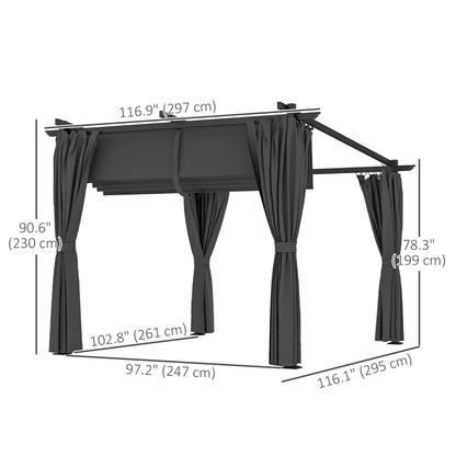 8' x 8.5' Metal Retractable Pergola Canopy With Sidewalls, Outdoor Gazebo Sun Shade Shelter Pergolas at Gallery Canada