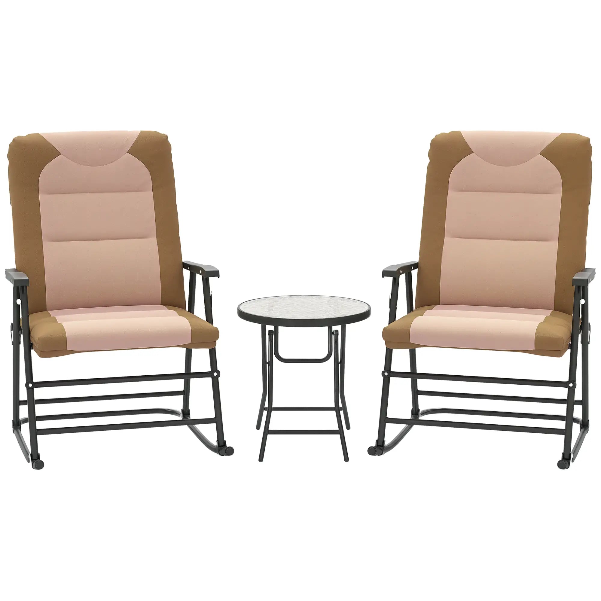 3-Piece Foldable Rocking Chair Set, Light Brown Outdoor Rocking Chairs at Gallery Canada