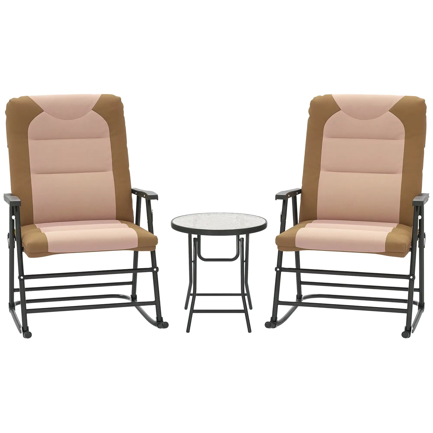 3-Piece Foldable Rocking Chair Set, Light Brown Outdoor Rocking Chairs at Gallery Canada