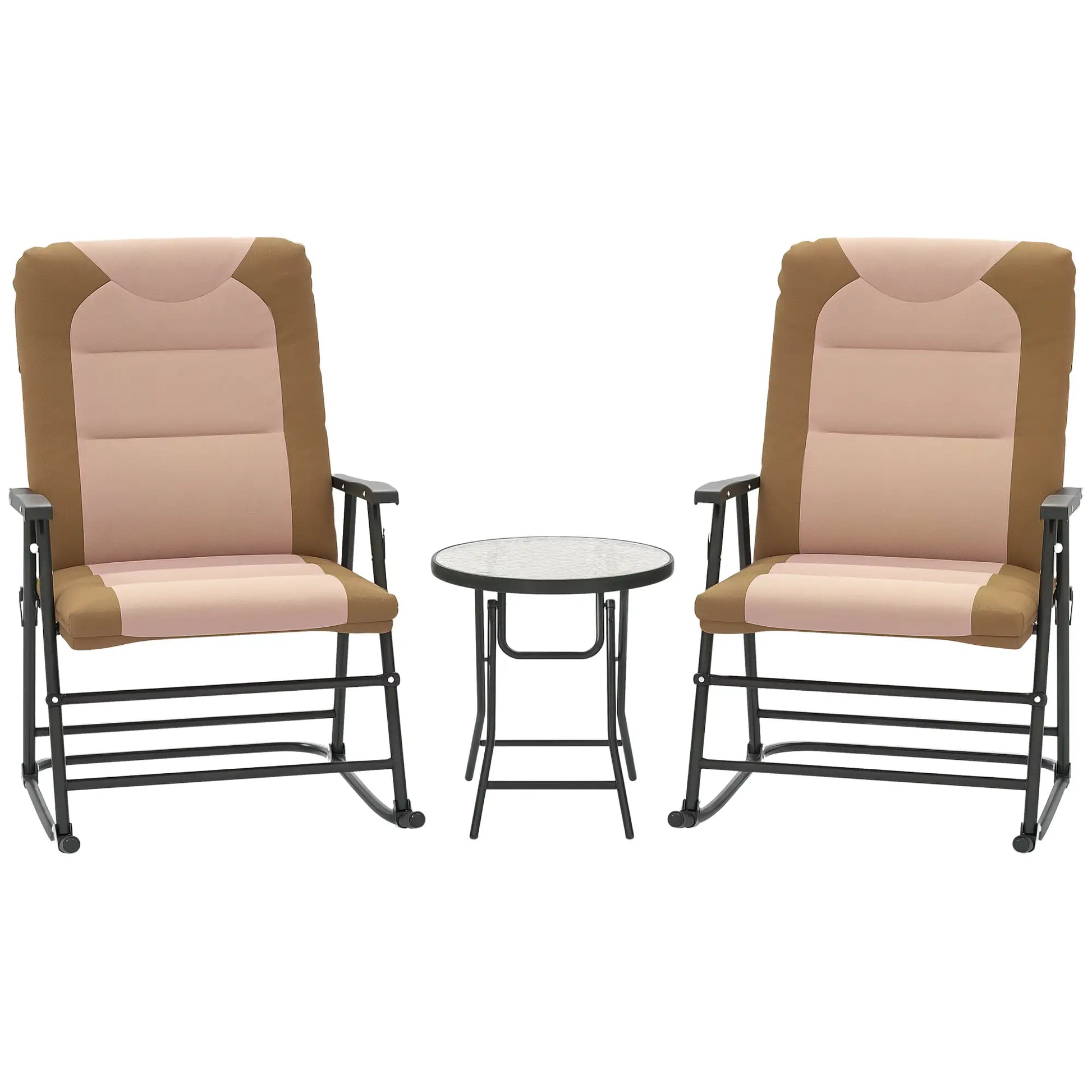 3-Piece Foldable Rocking Chair Set, Light Brown Outdoor Rocking Chairs at Gallery Canada