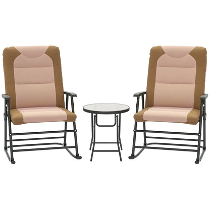 3-Piece Foldable Rocking Chair Set, Light Brown Outdoor Rocking Chairs at Gallery Canada