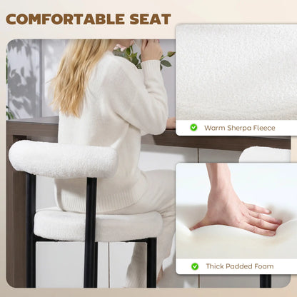 Sherpa Upholstered Bar Stools Set of 2, With Backrest and Footrest Bar Stools at Gallery Canada
