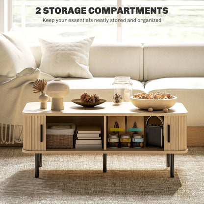 Coffee Table with Storage, Nordic Side Table, Slatted Tambour Doors, Steel Legs, Oak Coffee Tables at Gallery Canada
