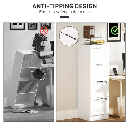 4 Drawer Filing Cabinet with Lock, Office Storage, A4 Letter Size, White Office Cabinets & Cupboards at Gallery Canada