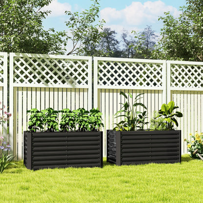 Set Of 2 Galvanized Metal Planters, 4' X 2' X 2' Raised Garden Bed, Dark Grey Galvanized Planter Boxes at Gallery Canada