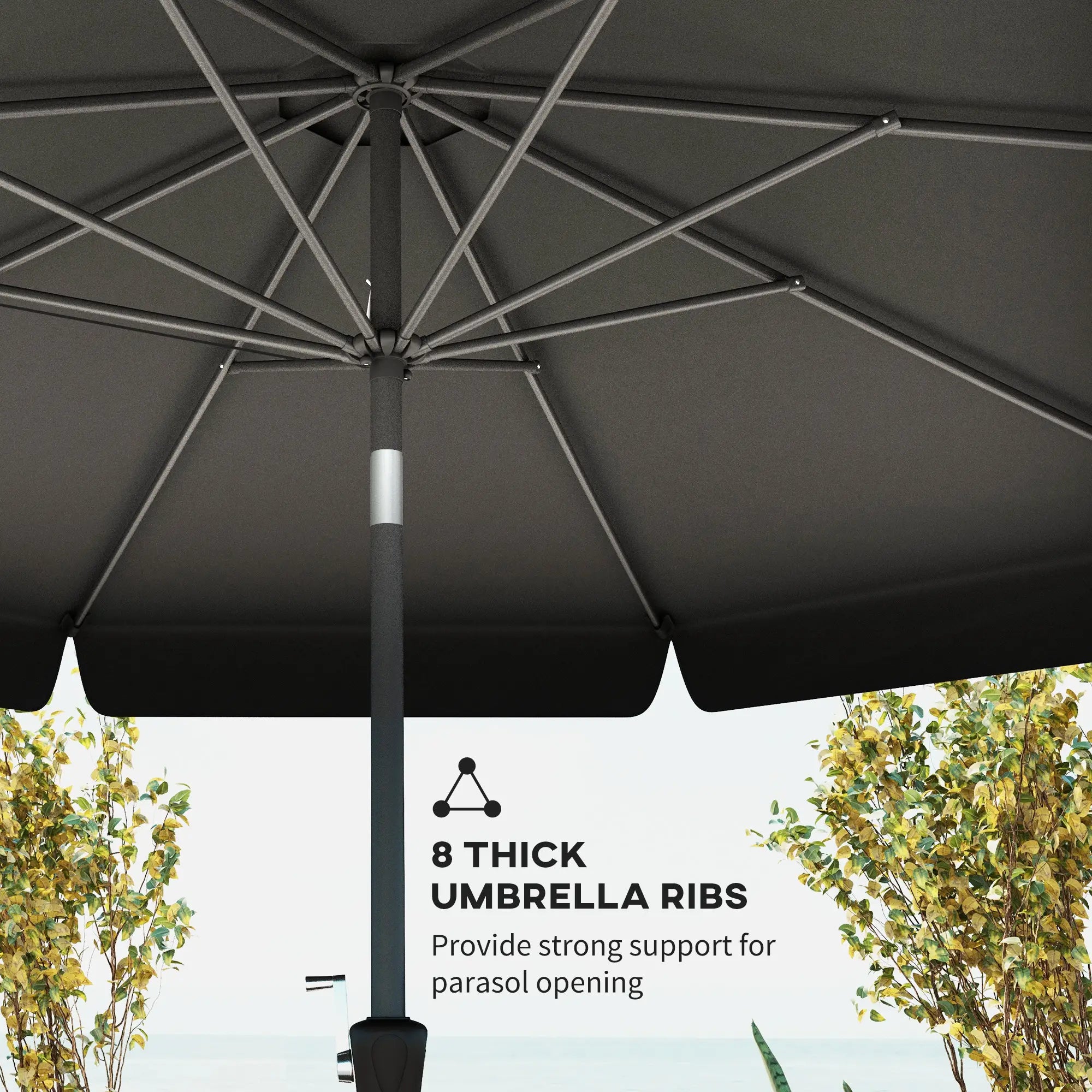 8.5 ft Round Patio Umbrella, Tilt and Crank, Black Sun Umbrellas at Gallery Canada