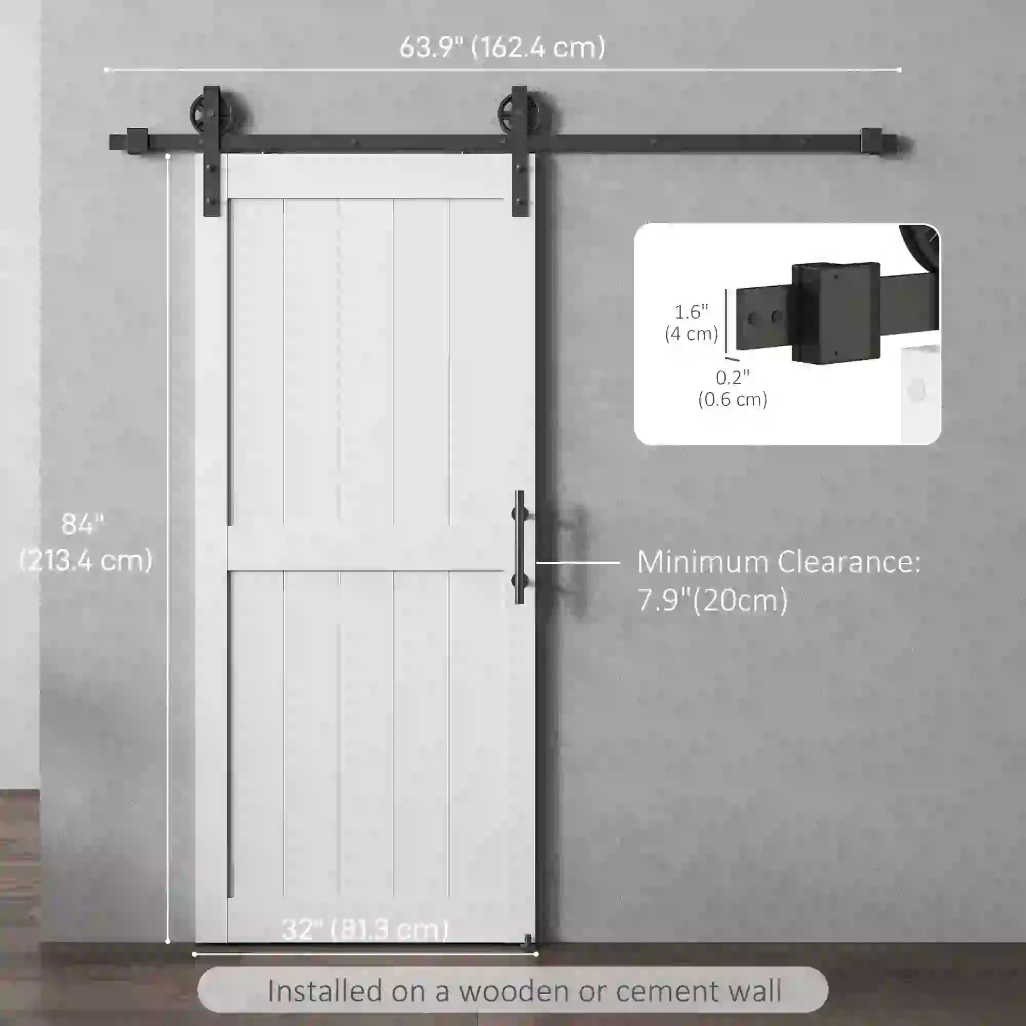 32inx84in Barn Door, Sliding Hardware Kit, Upgraded Rollers, White Door Hardware at Gallery Canada