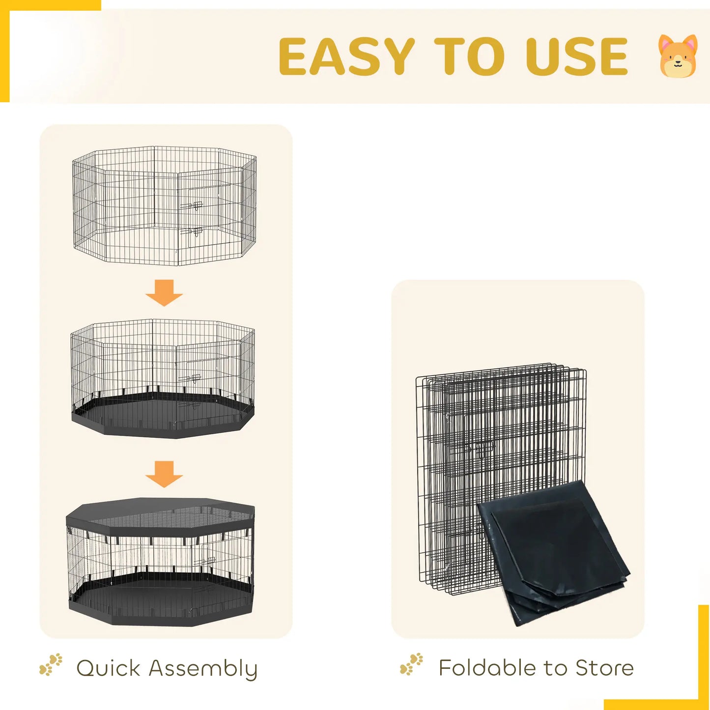 8 Panels Foldable Dog Playpen, 30" High, With Bottom Pad Houses, Kennels & Pens at Gallery Canada