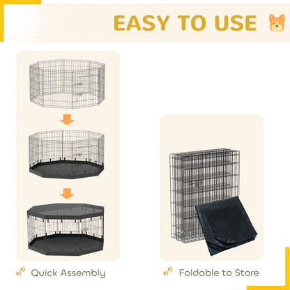 8 Panels Foldable Dog Playpen, 30" High, With Bottom Pad Houses, Kennels & Pens at Gallery Canada