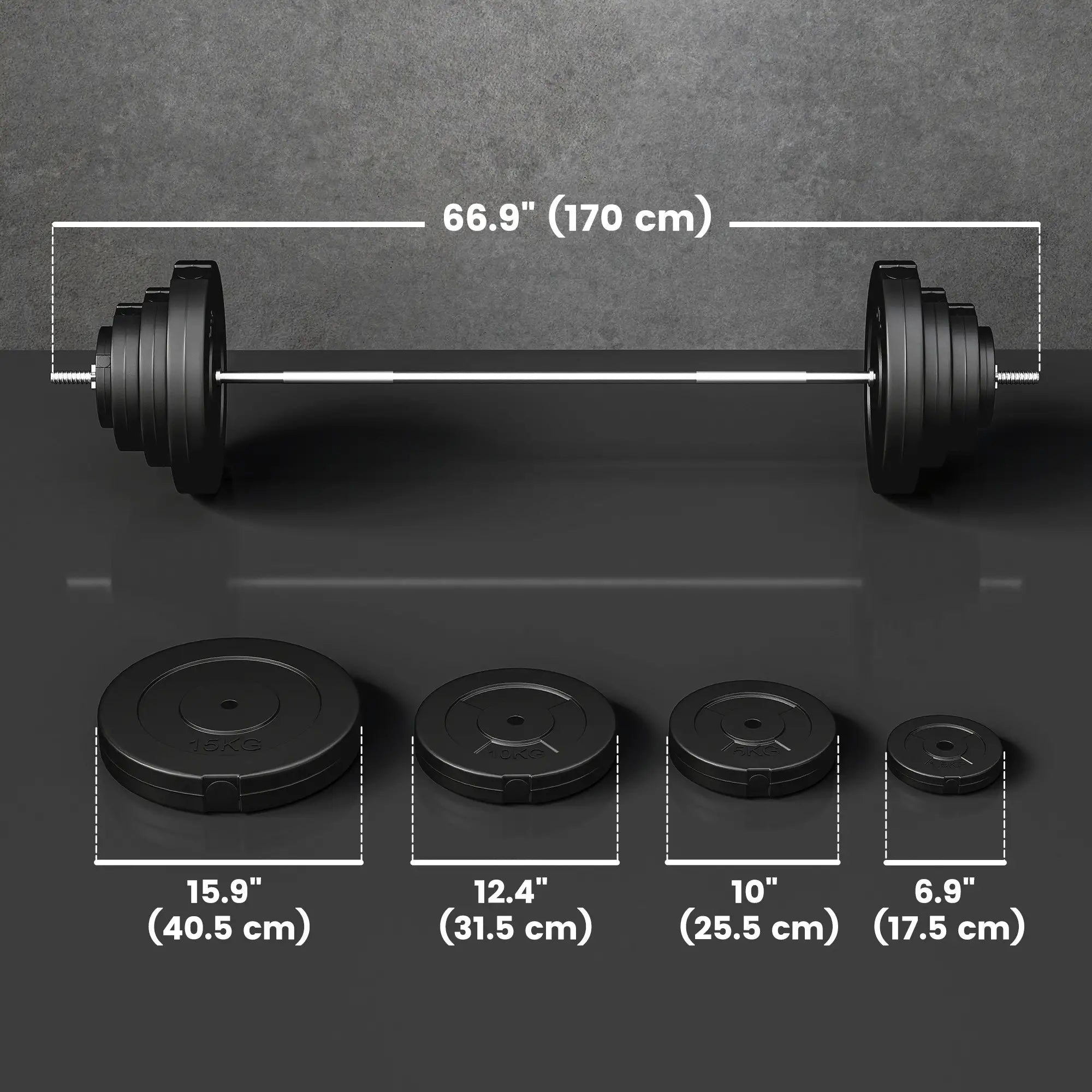 154 lbs Barbell Weight Set, Adjustable Weights, 67