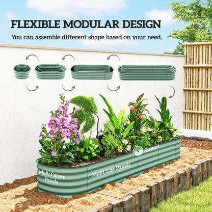 7.9 x 2 x 1ft Galvanized Raised Garden Bed Kit, Metal Planter Box, Green