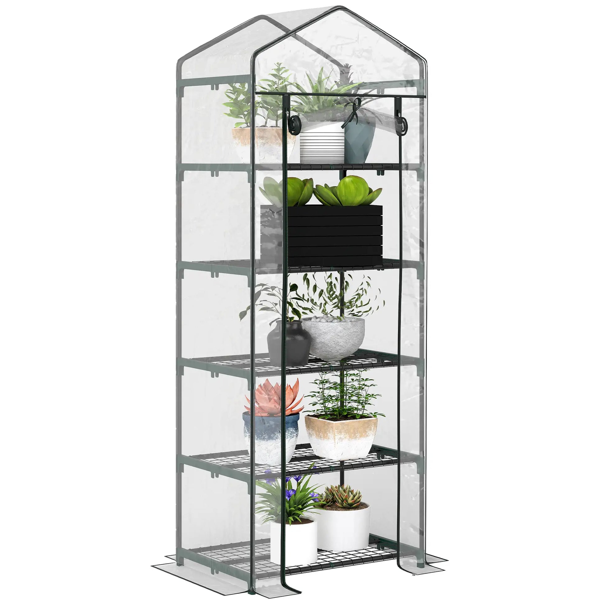 5 Tier Mini Greenhouse, Portable, Transparent, 27.25" x 19.25" x 76", Clear Portable Greenhouses Clear, Dark Green at Gallery Canada