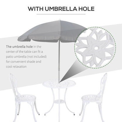 3 Pc Patio Bistro Set, Outdoor Cast Aluminum Table and Chairs, White Bistro Sets at Gallery Canada