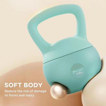 9 lb Soft Kettlebell, Sand Filled Weight w/ Grip Handle, Kettlebell Weight for Full Body Workout, Green
