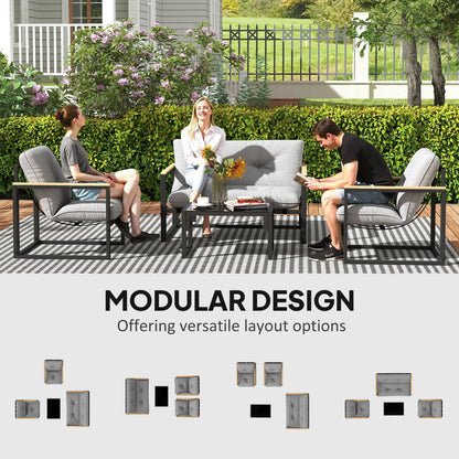 4 Piece Patio Furniture Set, Loveseat Sofa With Coffee Table, Light Grey Patio Furniture Sets at Gallery Canada
