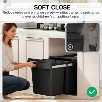 Poubelle rétractable sous placard, 40 L (10,6 gallons), noir