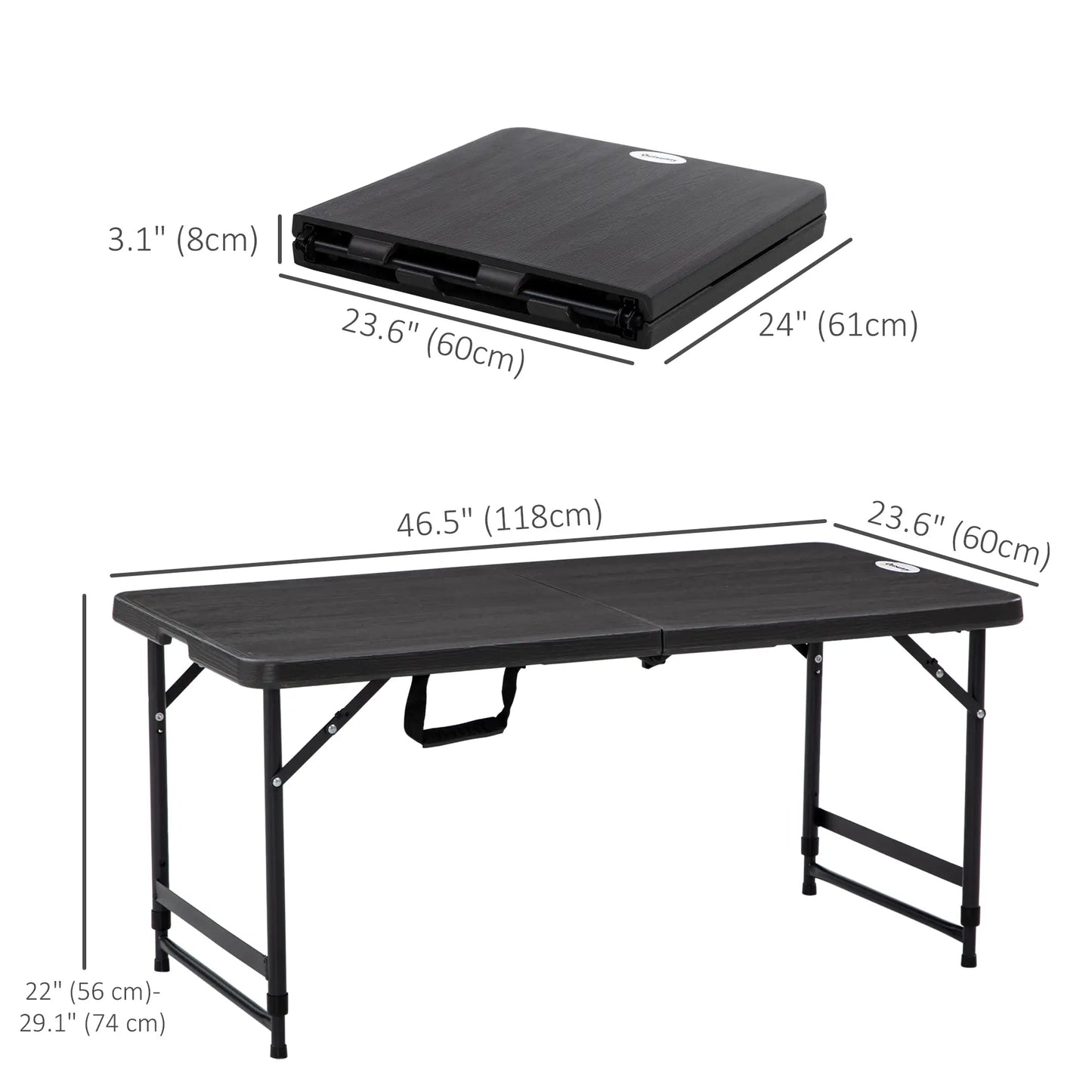 Foldable Patio Dining Table for 4, Adjustable Height, Dark Grey Patio Dinning Tables at Gallery Canada