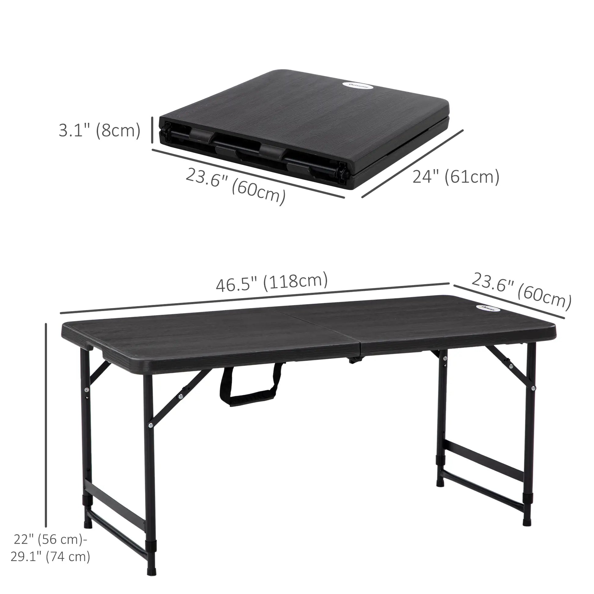 Foldable Patio Dining Table for 4, Adjustable Height, Dark Grey Patio Dinning Tables at Gallery Canada