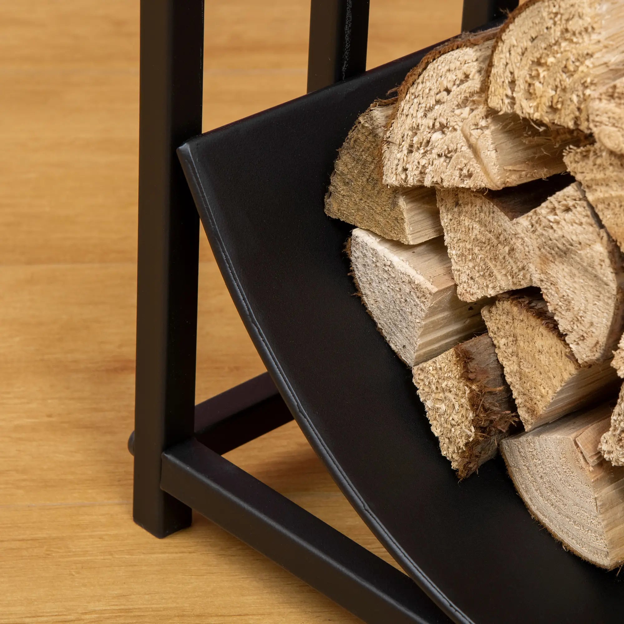 Curved Firewood Rack, Bear Pine Tree Design, 17 Inch, 110 Lbs., Black Firewood Racks at Gallery Canada