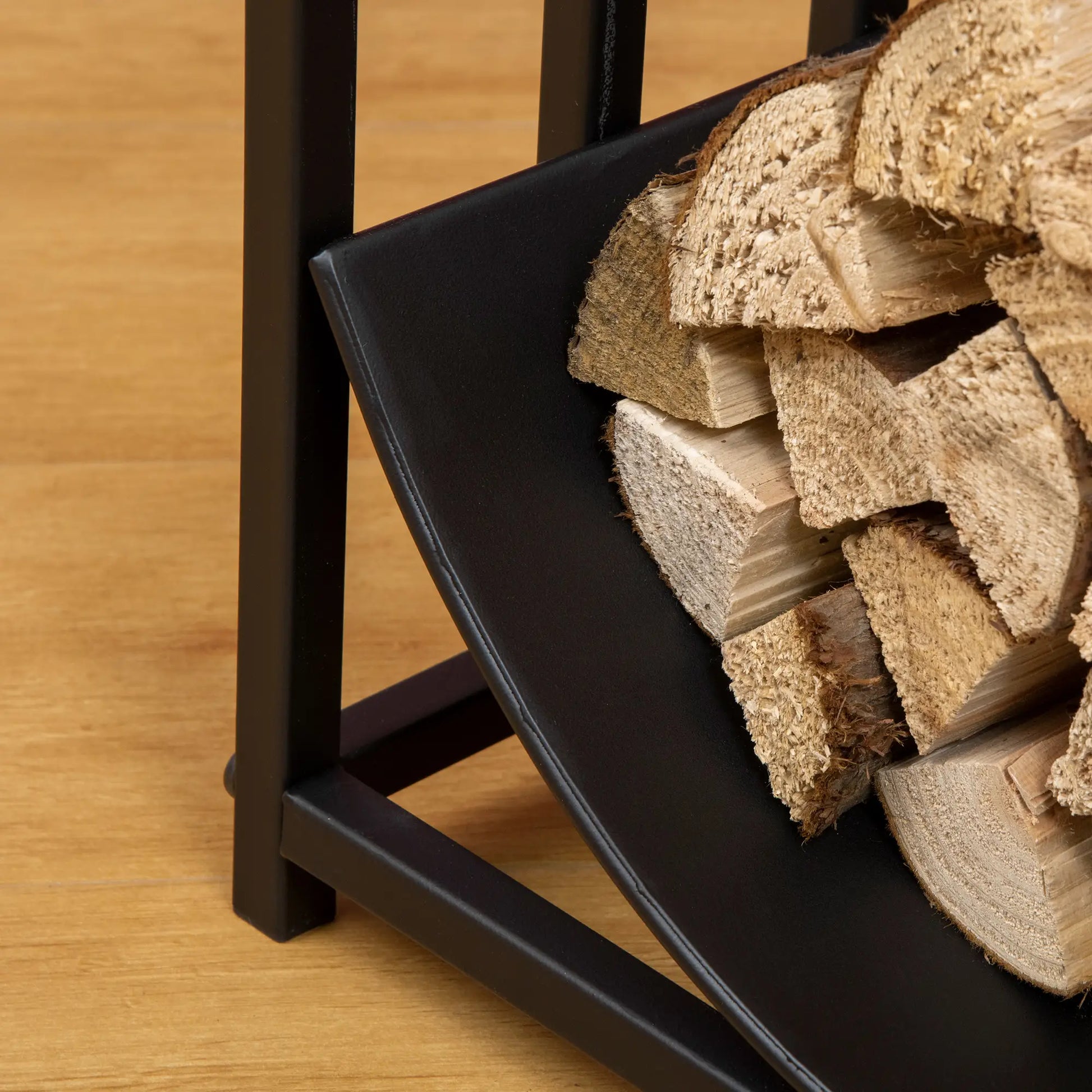 Curved Firewood Rack, Bear Pine Tree Design, 17 Inch, 110 Lbs., Black Firewood Racks at Gallery Canada