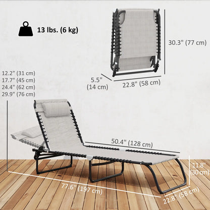 Outdoor Folding Lounge Chair, 4-Level Adjustable, Cream Lounger Chairs at Gallery Canada