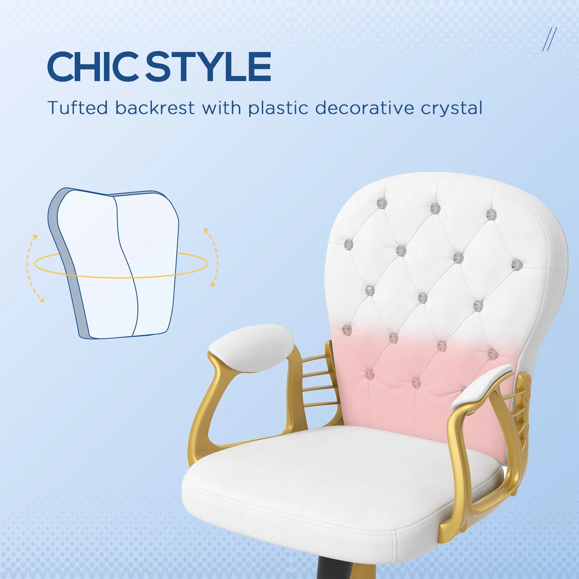 Velvet Office Chair, Button Tufted, Swivel Wheels, Adjustable Height, Cream White Task Chairs at Gallery Canada