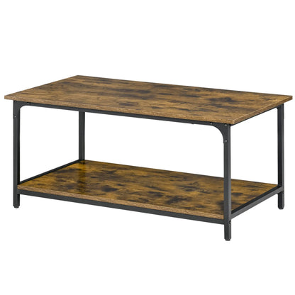 Industrial Coffee Table with Storage Shelf, 2-Tier, Rustic Brown Coffee Tables at Gallery Canada