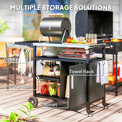 Outdoor BBQ Stand, Foldable Side Table, Stainless Steel Top, Pizza Oven Table Outdoor Grill Carts at Gallery Canada