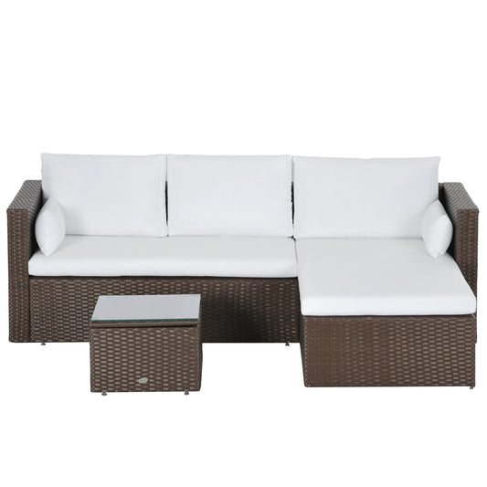 Modern Rattan Sofa Set, 3pcs, Wicker Patio Furniture with Coffee Table Patio Furniture Sets White at Gallery Canada
