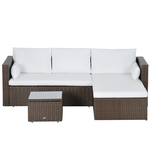 Modern Rattan Sofa Set, 3pcs, Wicker Patio Furniture with Coffee Table