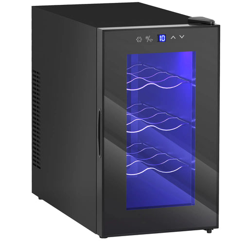 8 Bottle Wine Cooler, Glass Door, Temperature Control, Champagne