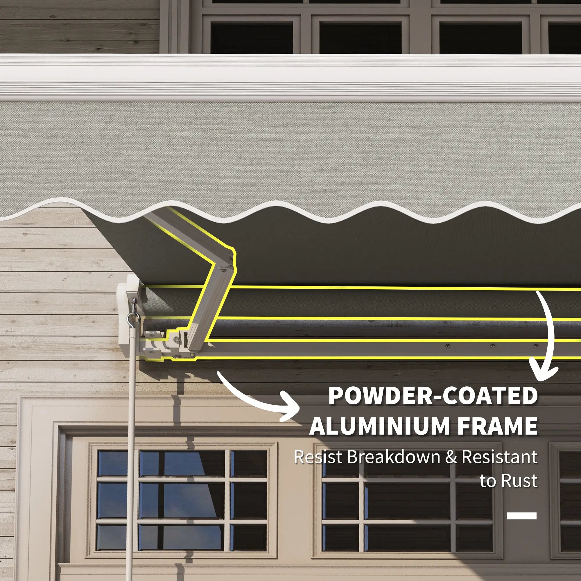 8'x7' Patio Awning, Manual Retractable Sun Shade, Light Grey Patio Awnings at Gallery Canada