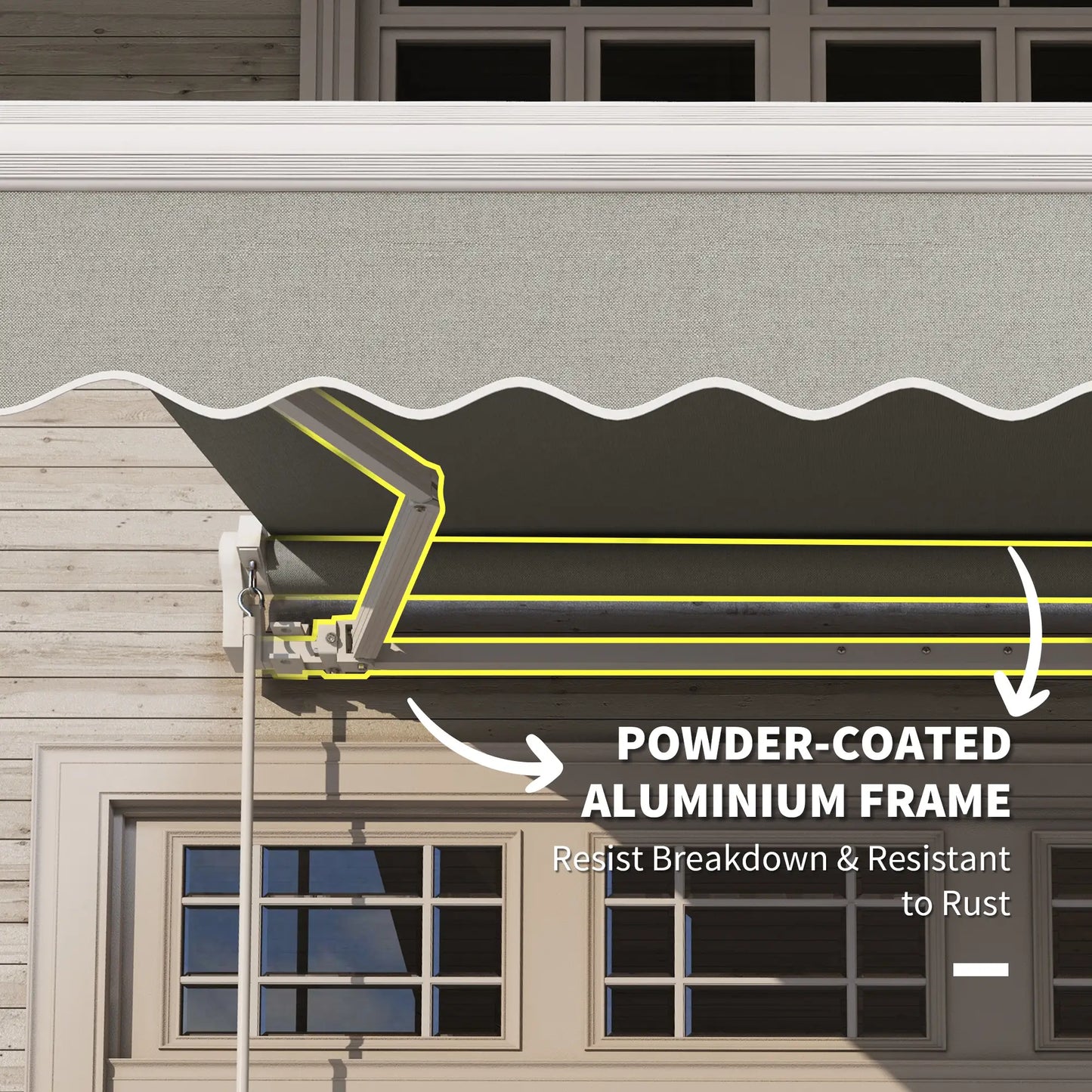 8'x7' Patio Awning, Manual Retractable Sun Shade, Light Grey Patio Awnings at Gallery Canada