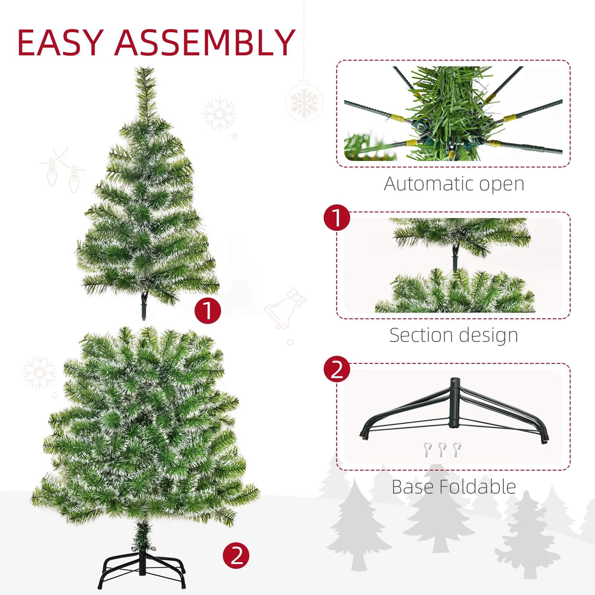 5FT Artificial Christmas Tree, Metal Stand, 416 Tips Artificial Christmas Trees at Gallery Canada