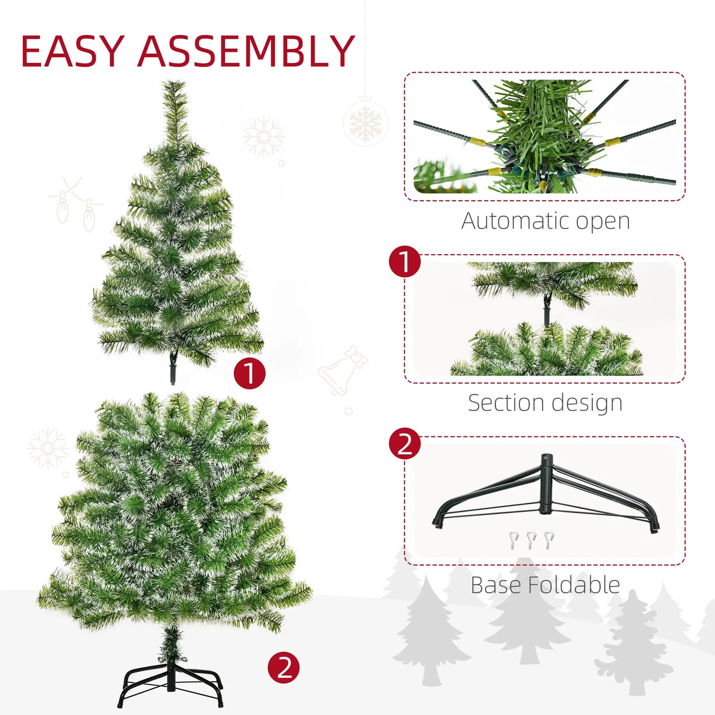 5FT Artificial Christmas Tree, Metal Stand, 416 Tips Artificial Christmas Trees at Gallery Canada