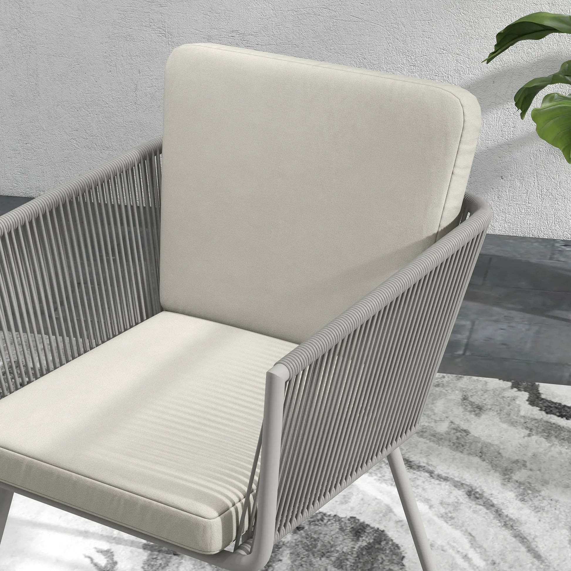 3 Piece Outdoor Bistro Set, Wicker Rattan Furniture, Light Grey Bistro Sets at Gallery Canada