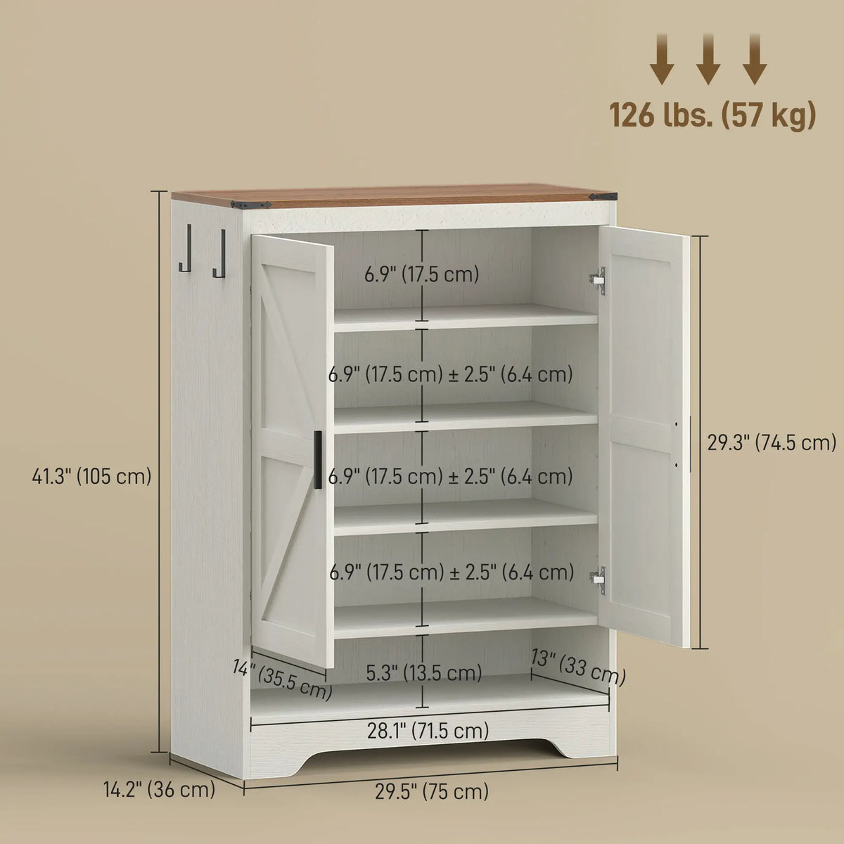 5-Tier Shoe Storage Cabinet, 15 Pairs, White Shoe Storage Cabinets & Racks at Gallery Canada
