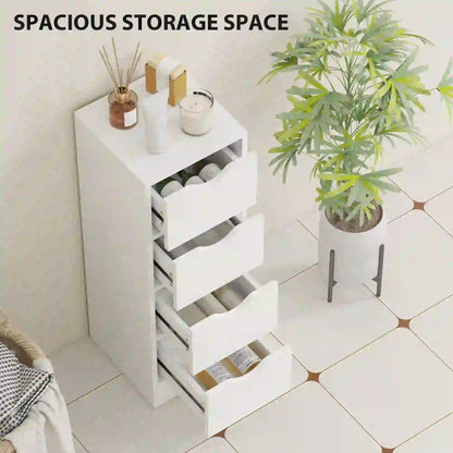 4-Drawer Bathroom Cabinet, Freestanding Narrow Storage, White Bathroom Cabinets at Gallery Canada