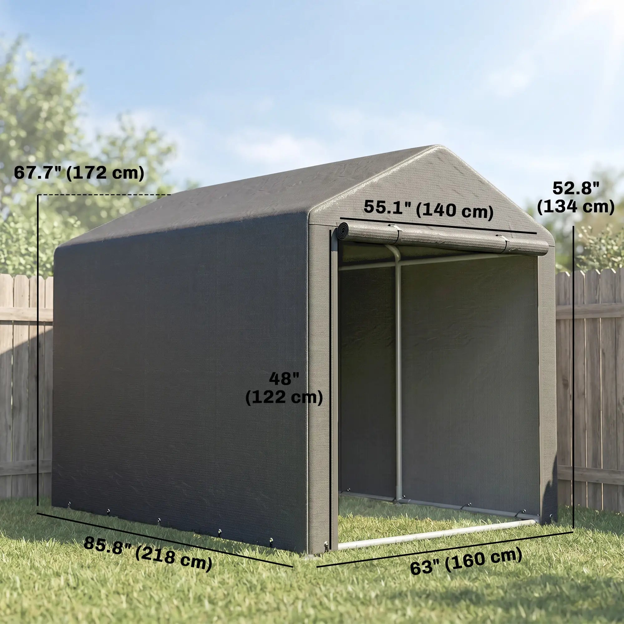 Portable Bicycle Shed, Galvanised Steel Frame, Large Door, Waterproof, Dark Grey Sheds at Gallery Canada