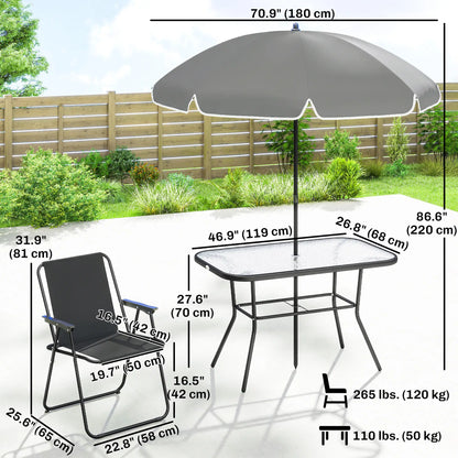 8 Piece Patio Set, Folding Chairs, Tempered Glass Tabletop, Black Outdoor Dining Sets at Gallery Canada