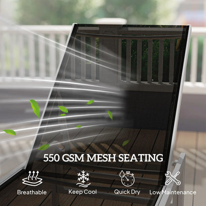 5-Position Reclining Outdoor Chaise Lounge, Mesh Seat, Black Lounger Chairs at Gallery Canada