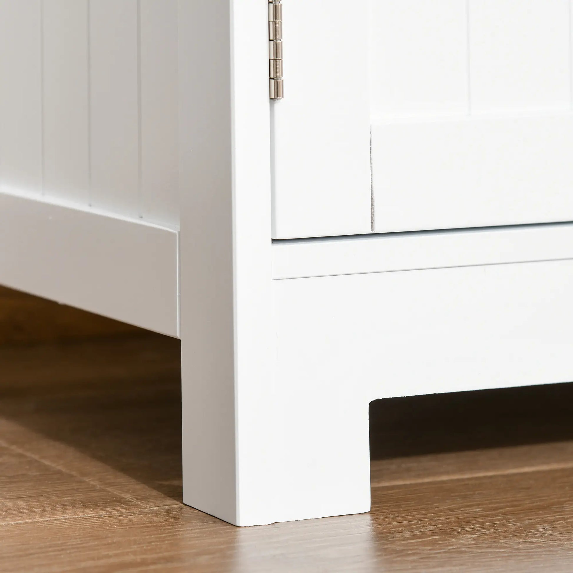 Bathroom Floor Storage Cabinet, Tempered Glass Doors, Adjustable Shelf, White Bathroom Cabinets at Gallery Canada